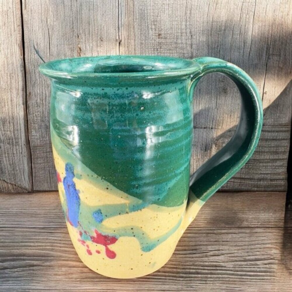 Vintage Hand Made Pottery Coffee Mug Cup‎ Artist Signed Stoneware Mug Speckled